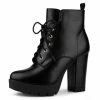 Allegra K Women's Round Toe Chunky Heel Lace Up Platform Boots 1 Allegra K Women's Round Toe Chunky Heel Lace Up Platform Boots