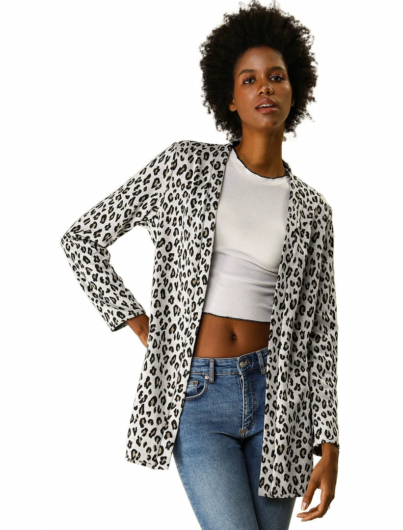 Allegra K Women's Cheetah Print Long Sleeve Open Front Leopard Cardigan 3 Allegra K Women's Cheetah Print Long Sleeve Open Front Leopard Cardigan