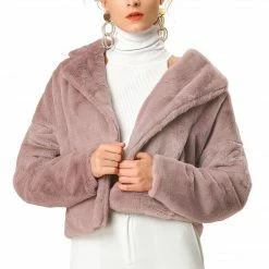 Allegra K Faux Fur Cropped Teddy Jacket Women 64 Allegra K Faux Fur Cropped Teddy Jacket Women