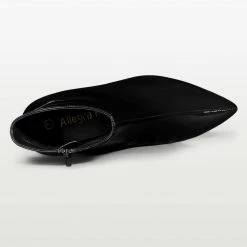 Allegra K Shoes Women's Pointed Toe Zip Chunky Heels Ankle Boots