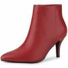 Allegra K Women's Pointed Toe Zipper Stiletto Heel Ankle Boots Shoes