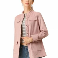 Allegra K Vintage Corduroy Utility Jacket With Belt