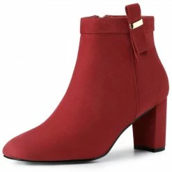 Allegra K Shoes Women's Round Toe Chunky High Heel Ankle Boots