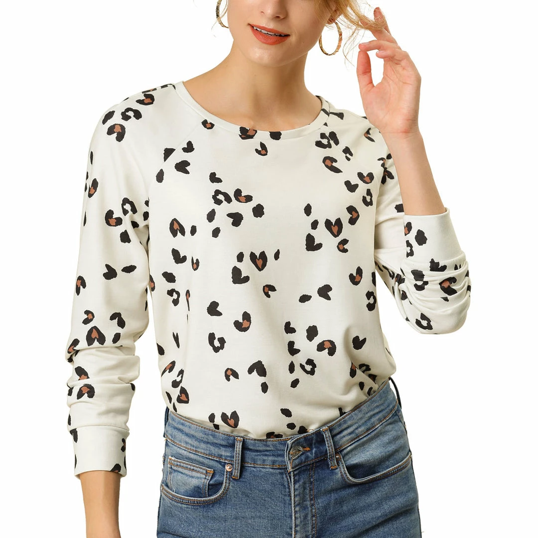 Allegra K Women Animal Leopard Print Long Sleeve Top 3 Allegra K Women Animal Leopard Print Long Sleeve Top
