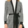 Allegra K Cardigan With Tie Belt In Houndstooth Pattern Women 1 Allegra K Cardigan With Tie Belt In Houndstooth Pattern Women