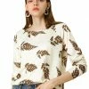 Allegra K Fall Knit Tunic In Leaf Print Women