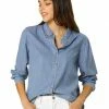Allegra K Classic Long Sleeve Loose Button Up Denim Shirt Women 1 Allegra K Classic Long Sleeve Loose Button Up Denim Shirt Women