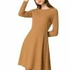 Allegra K Long Sleeves Round Neck Knitted A-line Dress Women 2 Allegra K Long Sleeves Round Neck Knitted A-line Dress Women