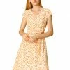 Allegra K Women's V Neck Printed Belted A-line Dress