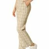 Allegra K Women's Plaid Trousers Pockets Straight Leg Pants