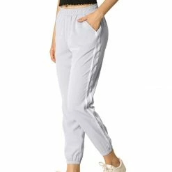 Allegra K Women's Casual Side Stripe Elastic Waist Cropped Pants