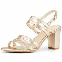 Allegra K Women's Open Toe Block High Heels Ankle Strap Sandals Shoes