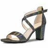 Allegra K Shoes Women's Colorful Cross Strappy Block Heel Sandals