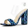 Allegra K Women's Opened Toe Block High Heels Clear Sandals