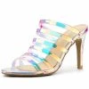 Allegra K Shoes Women's Colorful Strappy Stiletto Heel Slide Sandals