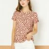 Allegra K Women's Casual Cute Irregular Dot Print Short Sleeve Top Round Neck Basic T-shirt 2 Allegra K Women's Casual Cute Irregular Dot Print Short Sleeve Top Round Neck Basic T-shirt