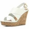 Allegra K Shoes Women's Wood Decoration Strappy Platform Wedge Sandals