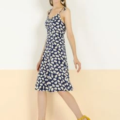 Allegra K Women's Summer Spaghetti Strap Floral Knee Length Sleeveless Smocked Dress 22 Allegra K Women's Summer Spaghetti Strap Floral Knee Length Sleeveless Smocked Dress