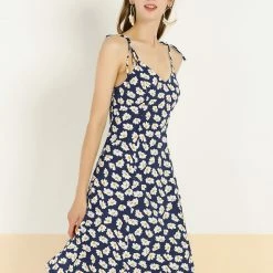 Allegra K Women's Summer Spaghetti Strap Floral Knee Length Sleeveless Smocked Dress 23 Allegra K Women's Summer Spaghetti Strap Floral Knee Length Sleeveless Smocked Dress