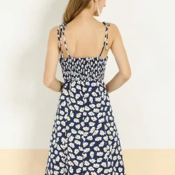 Allegra K Women's Summer Spaghetti Strap Floral Knee Length Sleeveless Smocked Dress 24 Allegra K Women's Summer Spaghetti Strap Floral Knee Length Sleeveless Smocked Dress