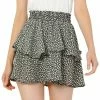 Allegra K Women's Elastic High Waist Floral Print Ruffles Layered Skater Mini Skirt
