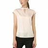 Allegra K Women's Cap Sleeve Shirts Choker Neck Office Elegant Top