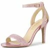 Allegra K Women's Glitter Ankle Strap Stiletto High Heel Sandals
