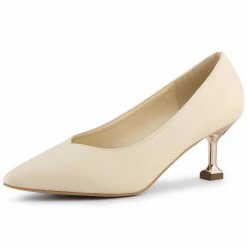 Allegra K Women's Pointed Toe Low Kitten Heel Dress Pumps