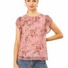 Allegra K Women's Petal Sleeve Floral Printed Blouse Elegant Chiffon Top Shirt