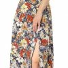 Allegra K Women's Floral Print High Waist Slit A-Line Skirt