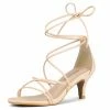 Allegra K Shoes Women's Strappy Kitten Heel Lace Up Sandals 1 Allegra K Shoes Women's Strappy Kitten Heel Lace Up Sandals