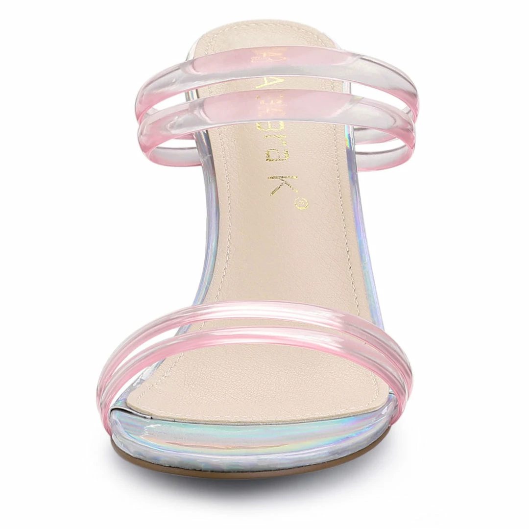 Allegra K Women's Clear Strap Heel Slide Mule Block Heel Sandal 4 Allegra K Women's Clear Strap Heel Slide Mule Block Heel Sandal