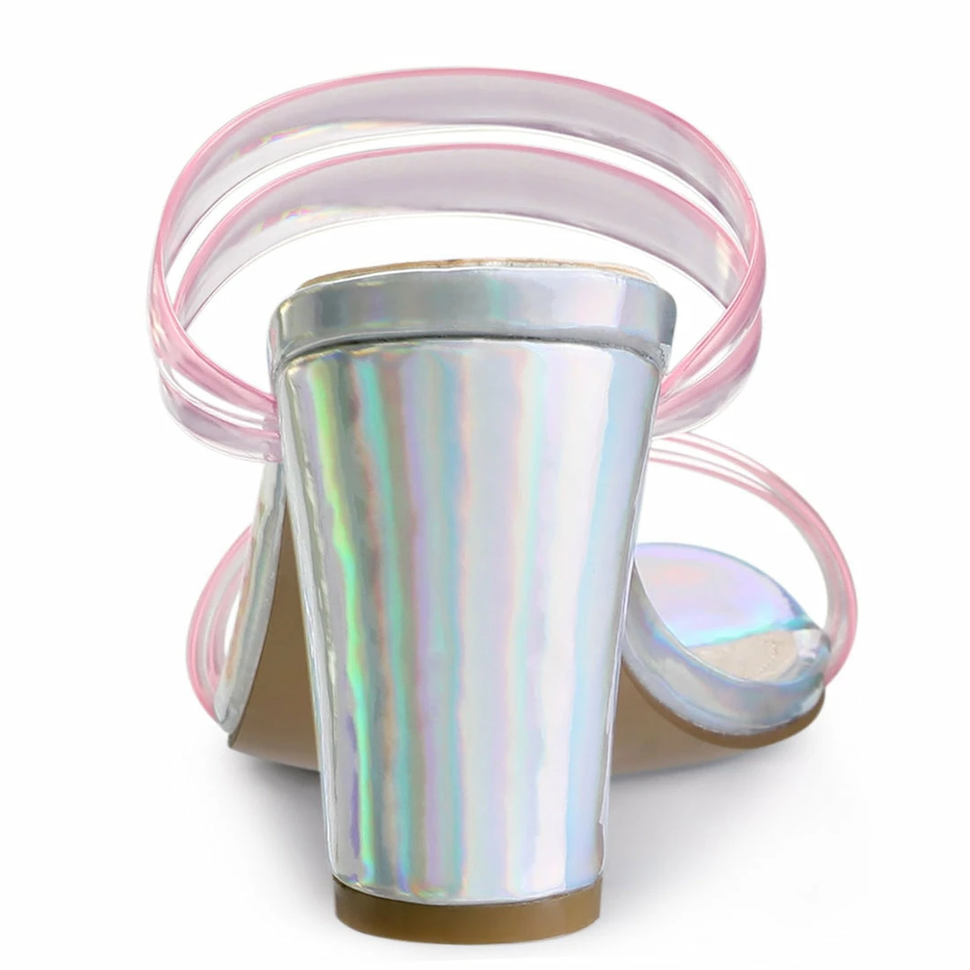 Allegra K Women's Clear Strap Heel Slide Mule Block Heel Sandal 5 Allegra K Women's Clear Strap Heel Slide Mule Block Heel Sandal