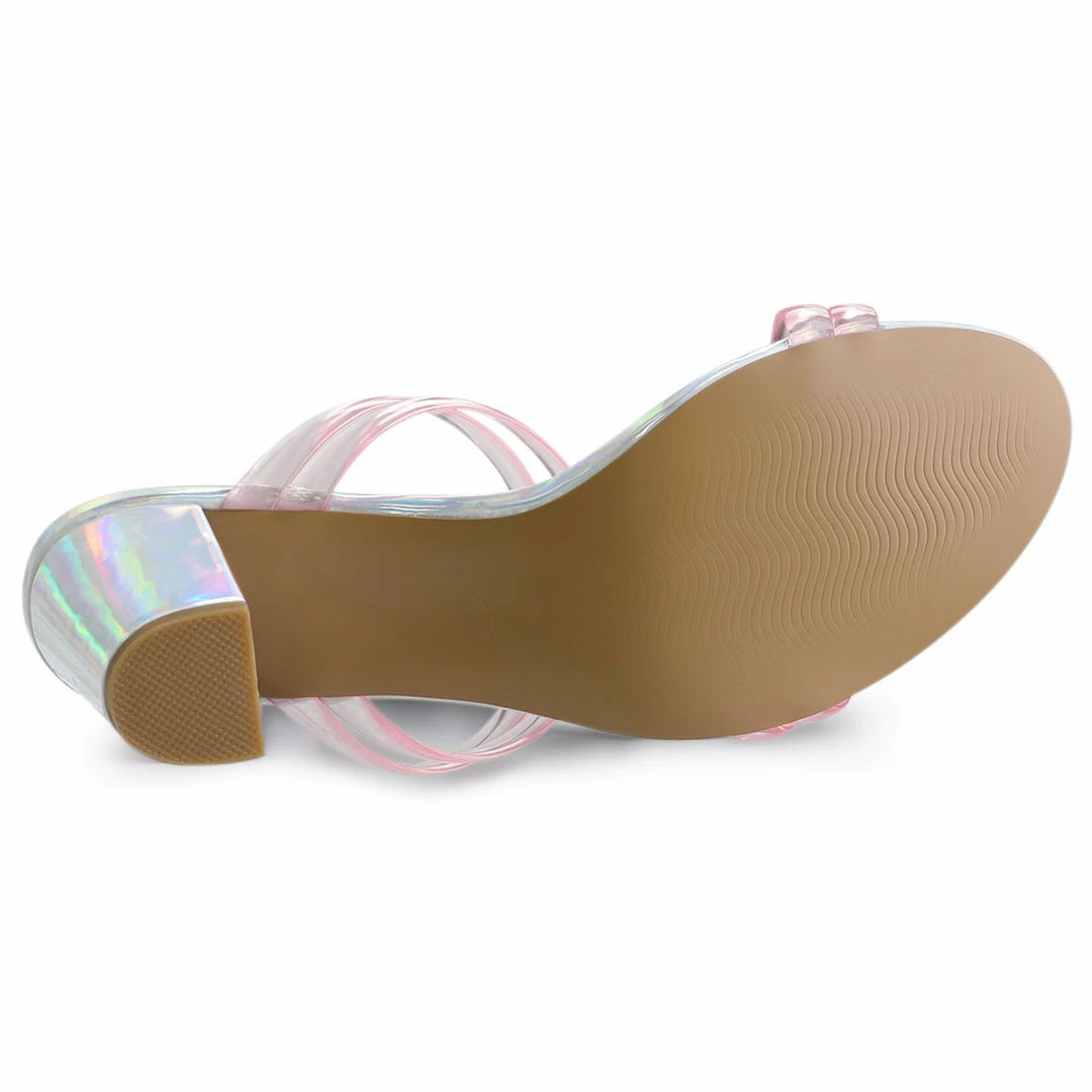 Allegra K Women's Clear Strap Heel Slide Mule Block Heel Sandal 7 Allegra K Women's Clear Strap Heel Slide Mule Block Heel Sandal