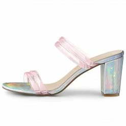 Allegra K Women's Clear Strap Heel Slide Mule Block Heel Sandal 29 Allegra K Women's Clear Strap Heel Slide Mule Block Heel Sandal
