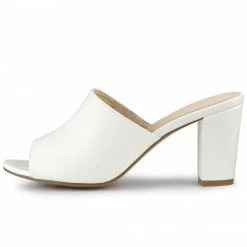 Allegra K Women's Slip On Block Heel Slide Sandals