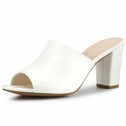 Allegra K Women's Slip On Block Heel Slide Sandals