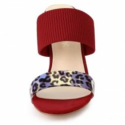 Allegra K Women's Leopard Printed Block Heeled Slide Sandals
