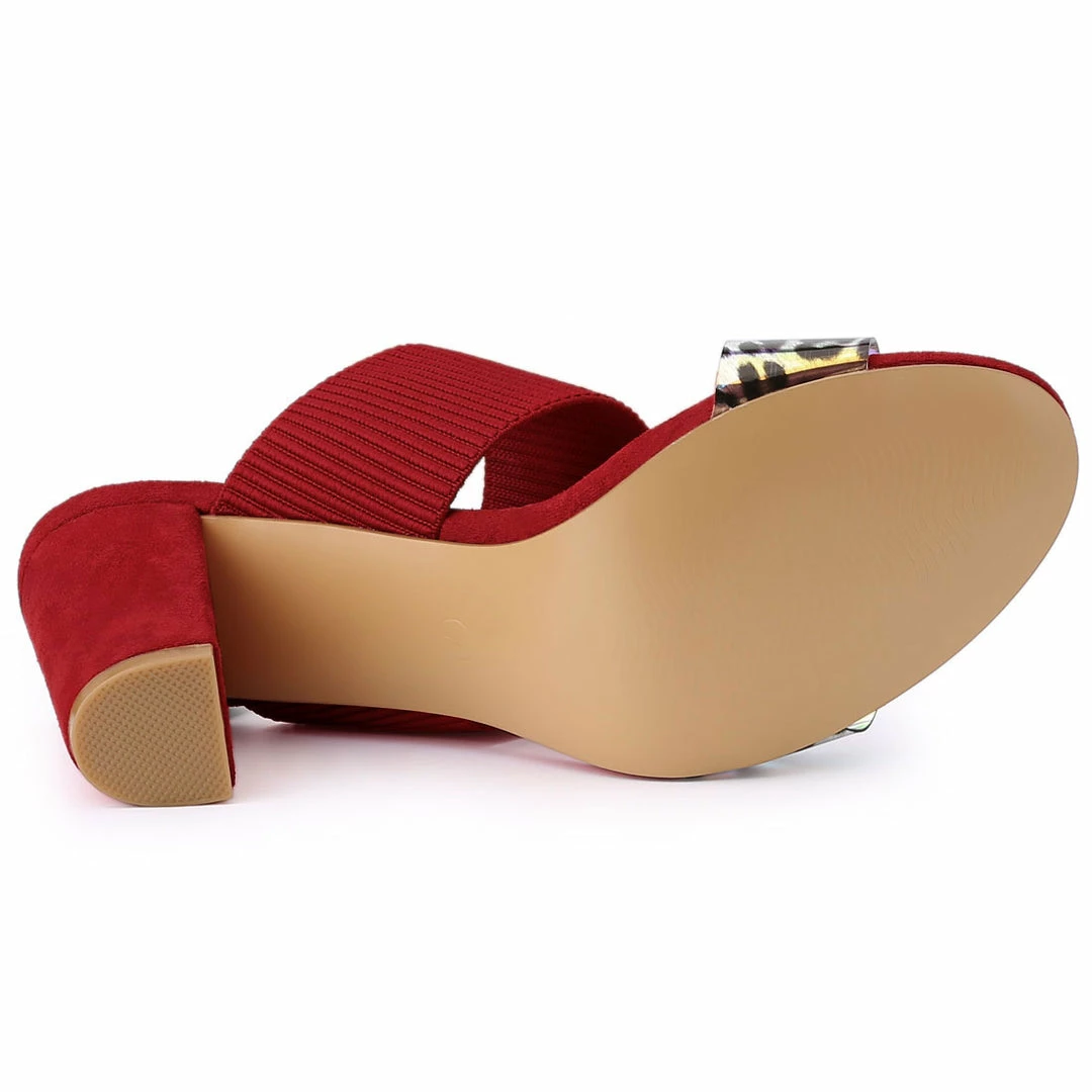 Allegra K Women's Leopard Printed Block Heeled Slide Sandals 7 Allegra K Women's Leopard Printed Block Heeled Slide Sandals