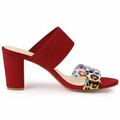 Allegra K Women's Leopard Printed Block Heeled Slide Sandals 28 Allegra K Women's Leopard Printed Block Heeled Slide Sandals