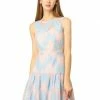 Allegra K Women's Sleeveless A-Line Elegant Ruffle Hem Floral Lace Dress