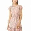 Allegra K Women's Floral Print Chiffon Dress Above Knee A-Line Layered Ruffle Dress