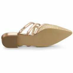 Allegra K Women's Glitter Pointed Toe Flats Mules Shoes