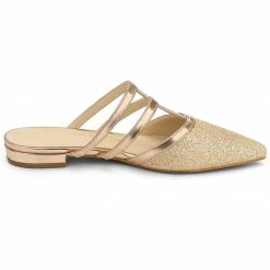 Allegra K Women's Glitter Pointed Toe Flats Mules Shoes