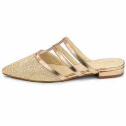 Allegra K Women's Glitter Pointed Toe Flats Mules Shoes