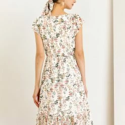 Allegra K Women's Boho Flutter Sleeve Belted Square Neck Ruffled Hem Midi Dress 24 Allegra K Women's Boho Flutter Sleeve Belted Square Neck Ruffled Hem Midi Dress