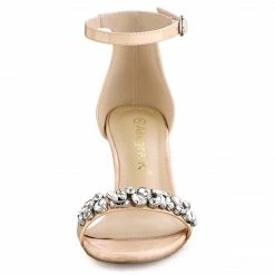 Allegra K Women's Rhinestone Ankle Strap Stiletto Heel Sandals Shoes