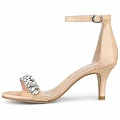 Allegra K Women's Rhinestone Ankle Strap Stiletto Heel Sandals Shoes
