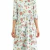 Allegra K Women's Loose Casual Floral Print Knee Length 3/4 Sleeves A-Line Dress