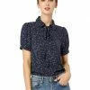 Allegra K Women's Polka Dots Short Sleeve Bow Tie Peter Pan Collar Chiffon Blouse 2 Allegra K Women's Polka Dots Short Sleeve Bow Tie Peter Pan Collar Chiffon Blouse